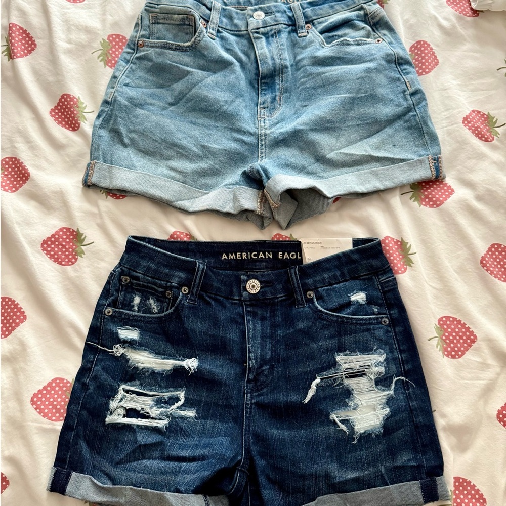 American Eagle Outfitters Light and Dark Blue Jean Shorts